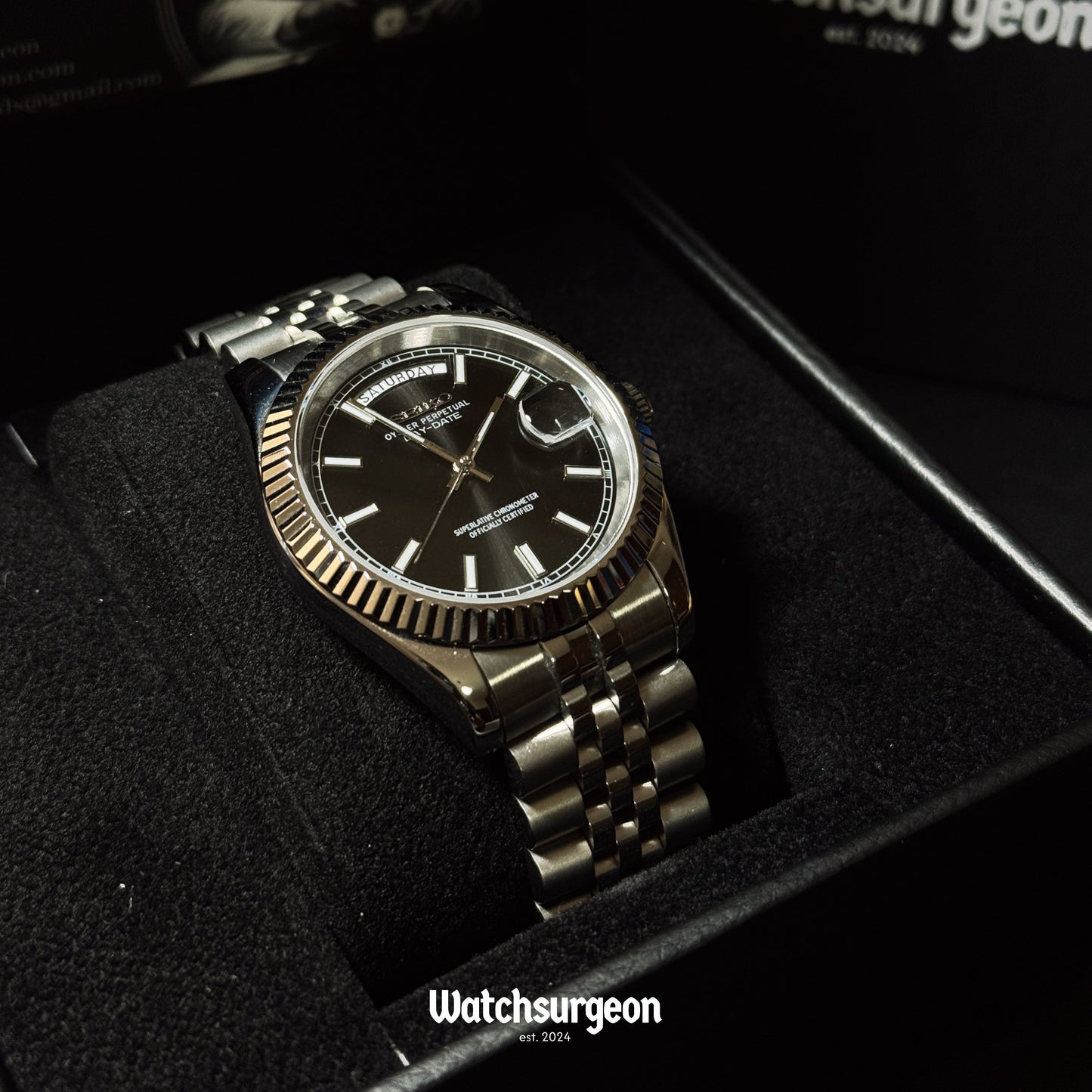 Custom Seiko Daydate with Black Dial