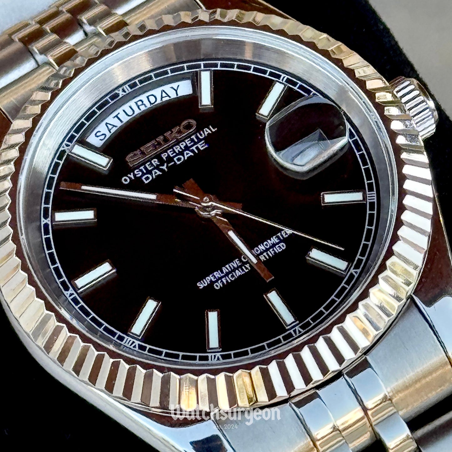 Custom Seiko Daydate with Black Dial