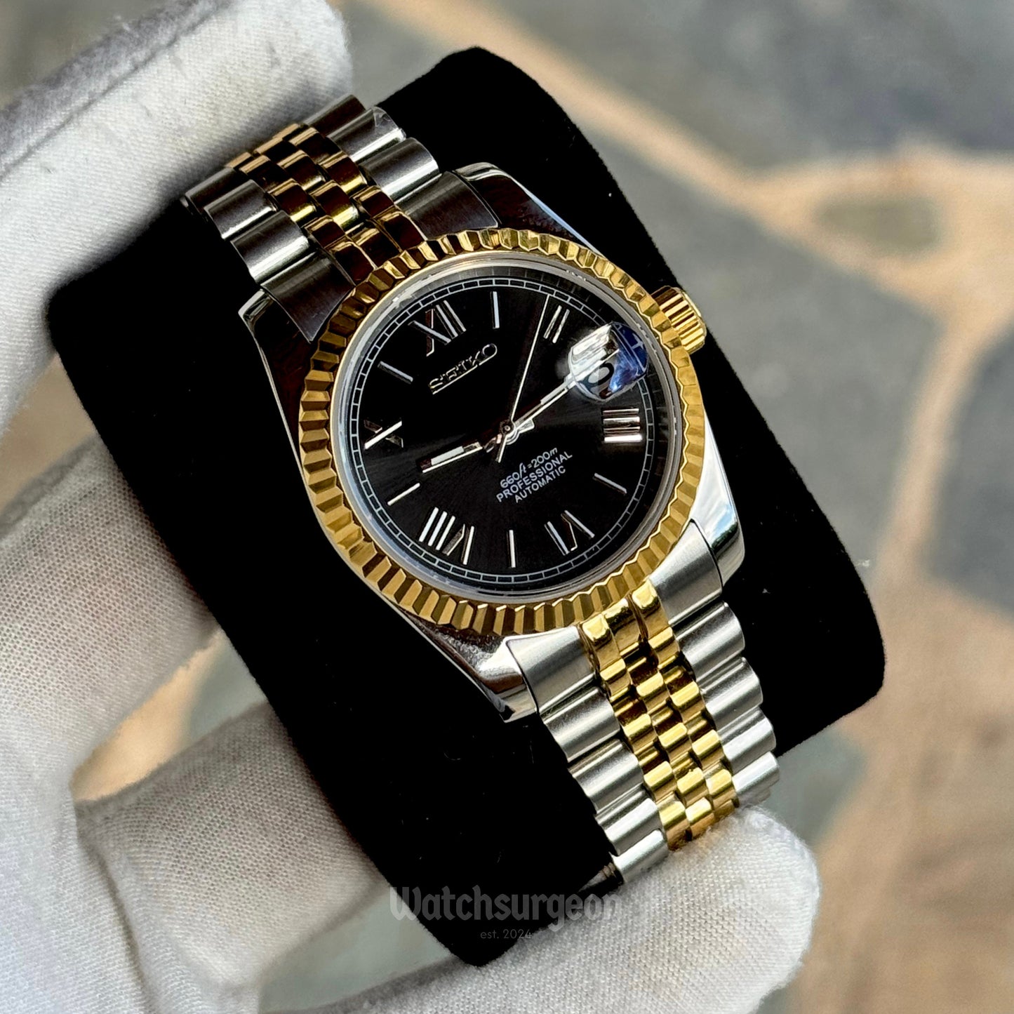 Custom Seiko with Black Roman dial