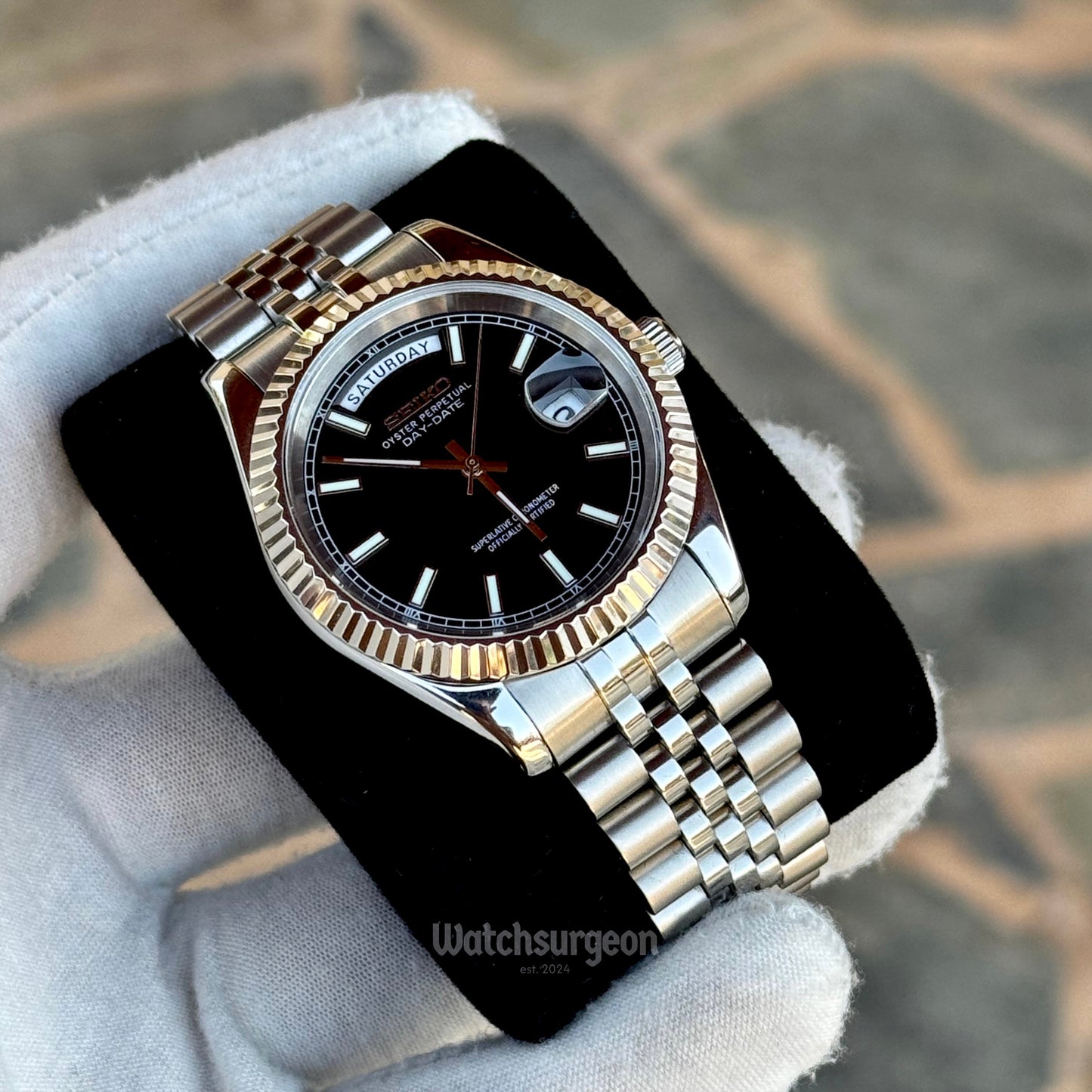 Custom Seiko Daydate with Black Dial