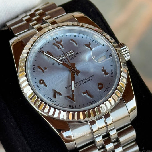 Custom Seiko with Sky Blue Arabic dial