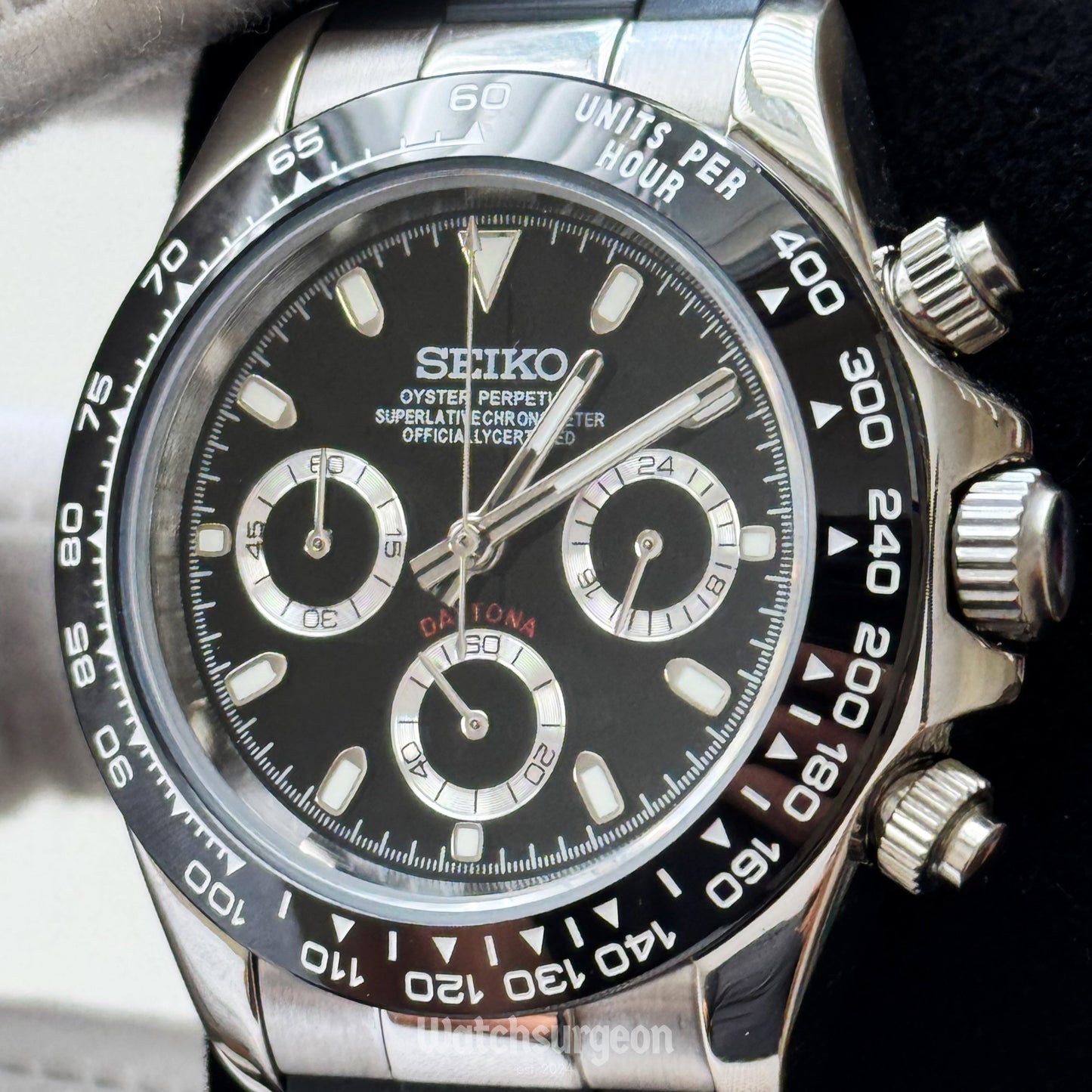 Custom Seiko Daytona Inspired with Black Dial