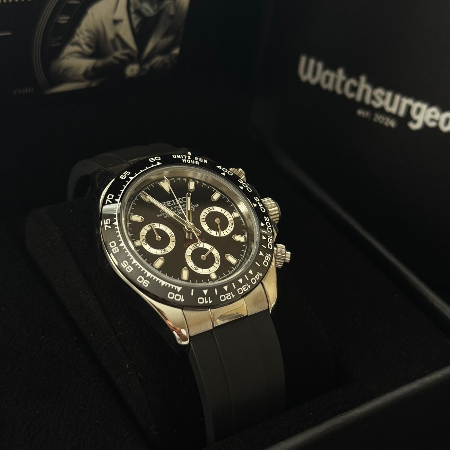 Custom Seiko Daytona Inspired with Black Dial