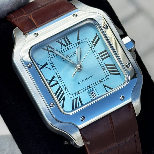Custom Seiko Santos Inspired with Brown Leather Strap