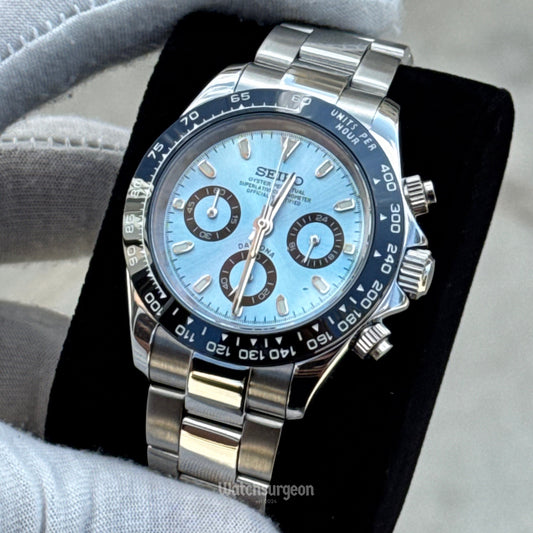 Custom Seiko Daytona Inspired with Sky Blue Dial