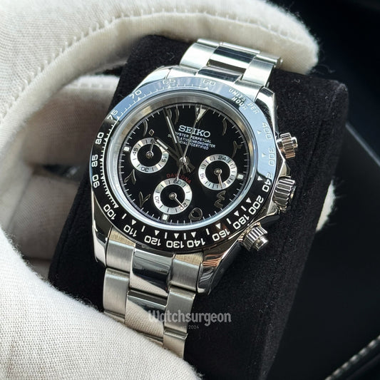 Custom Seiko Daytona Inspired with Black Arabic Dial