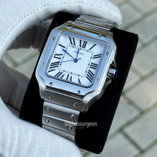 Custom Seiko Santos Inspired with White Roman Dial