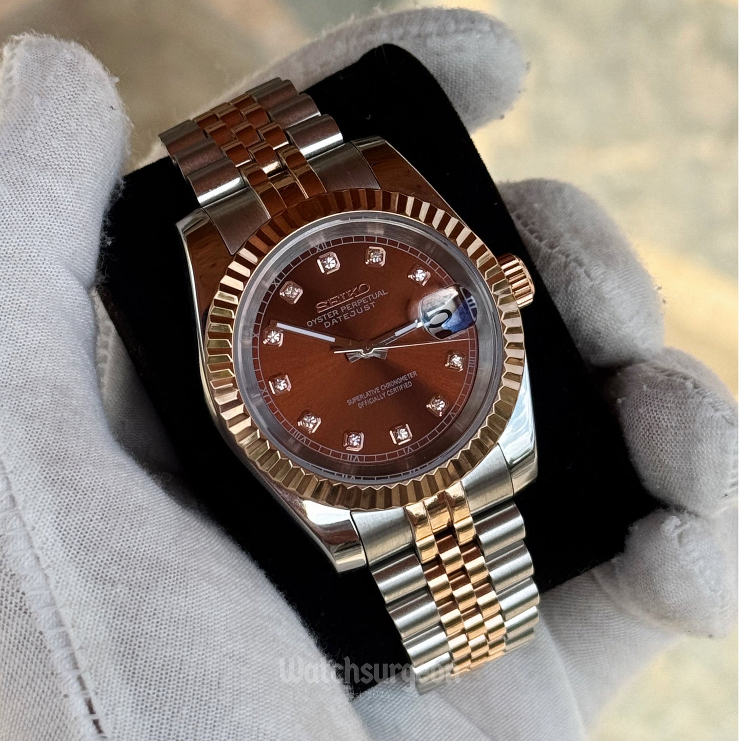 Custom Seiko with Chocolate Diamond Dial
