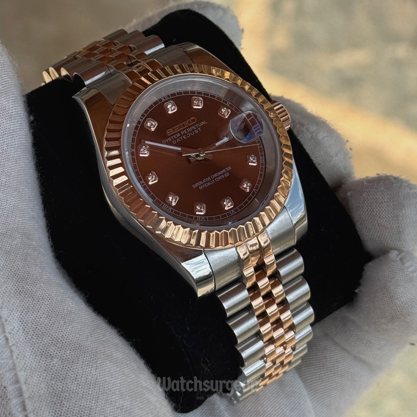 Custom Seiko with Chocolate Diamond Dial