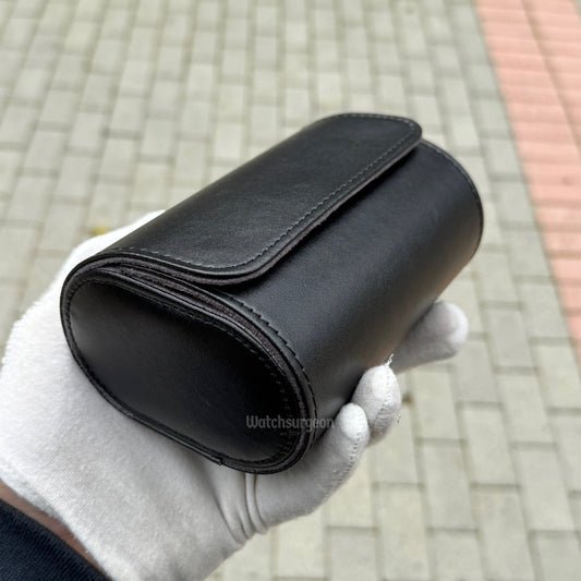 Black Leather Travel Case - 2 Slots