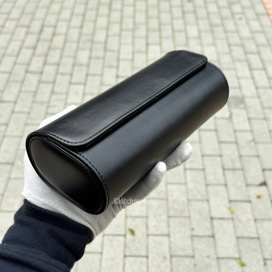 Black Leather Travel Case - 3 Slots