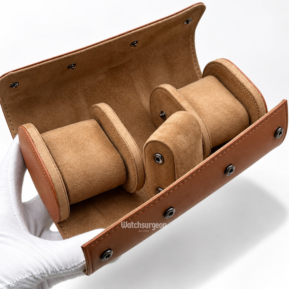 Brown Leather Travel Case - 3 Slots