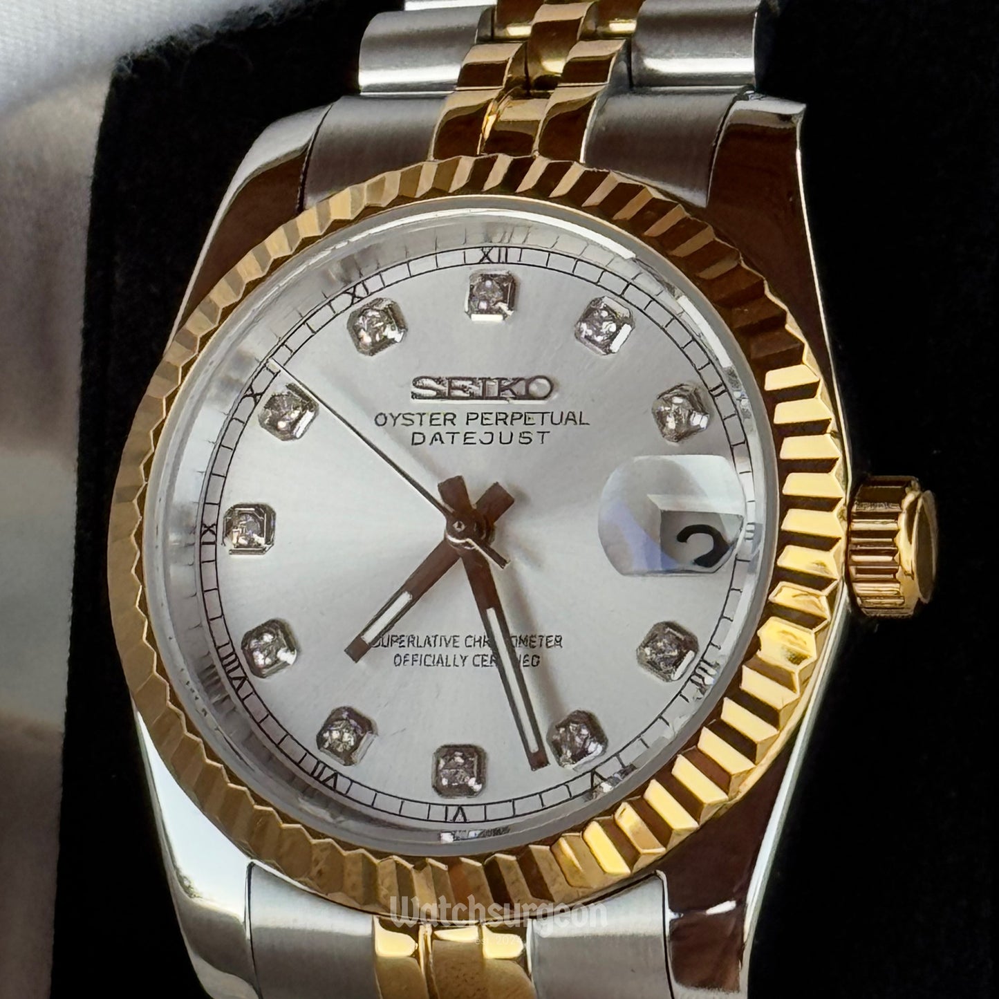 Custom Seiko with Whie Pearl Gem Dial