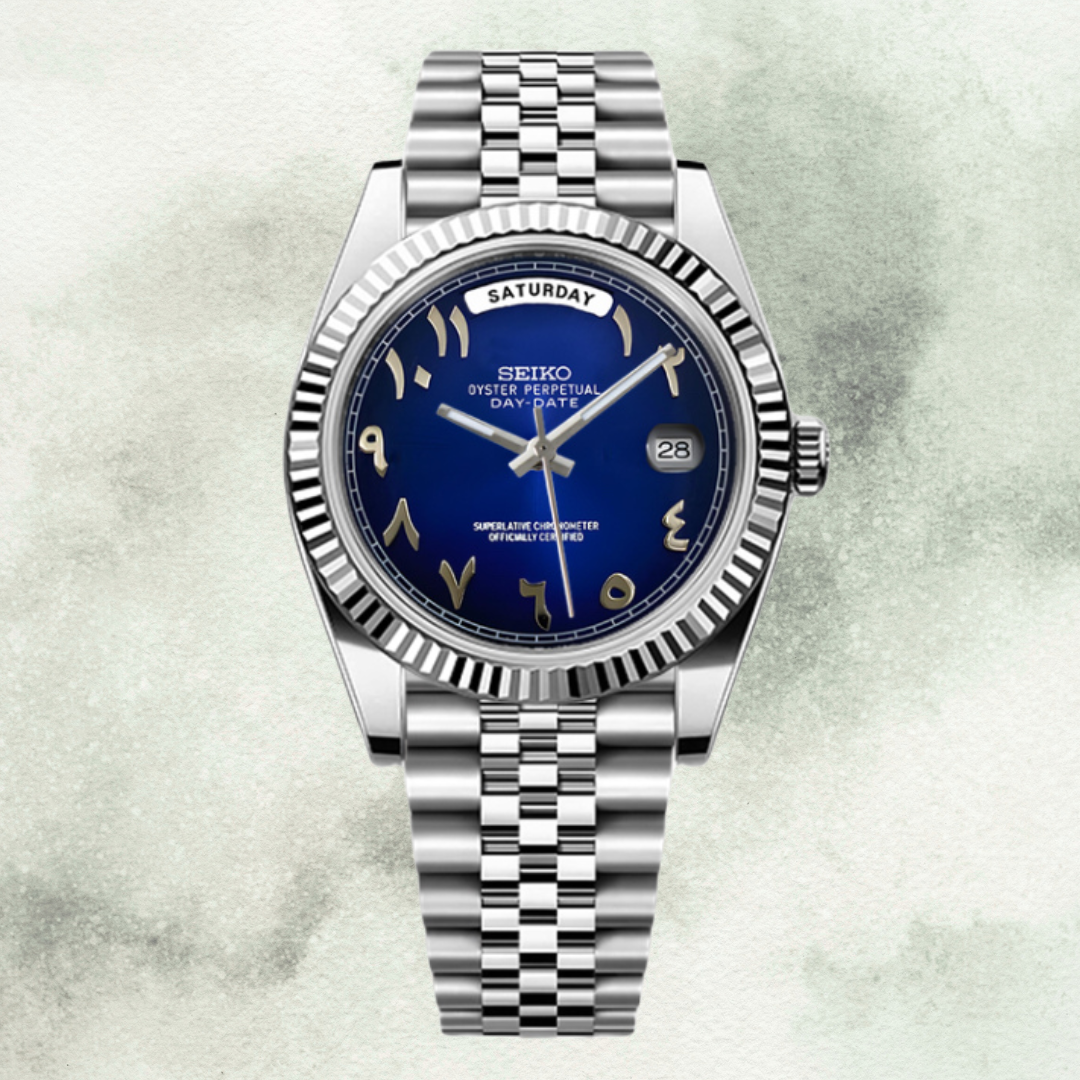 Custom Seiko Daydate with Blue Arabic Dial