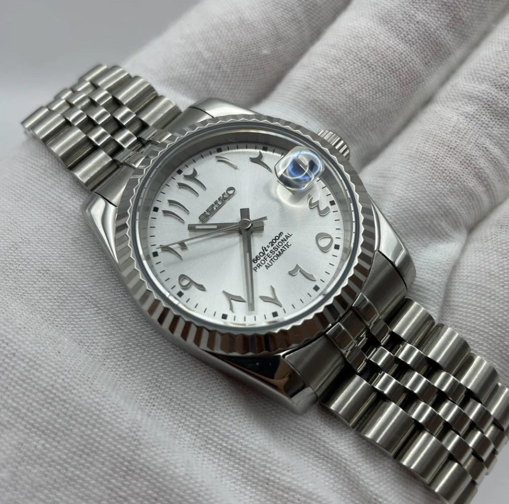 Custom Seiko with Silver Arabic Dial