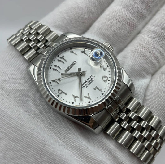 Custom Seiko with Silver Arabic Dial