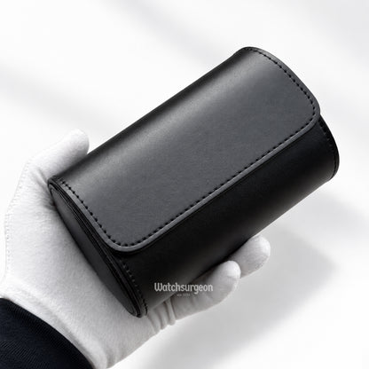 Black Leather Travel Case - 2 Slots