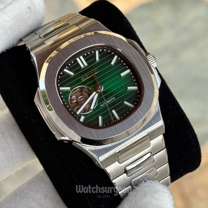 Custom Seiko Nautilus Inspired with Green Open Heart Dial