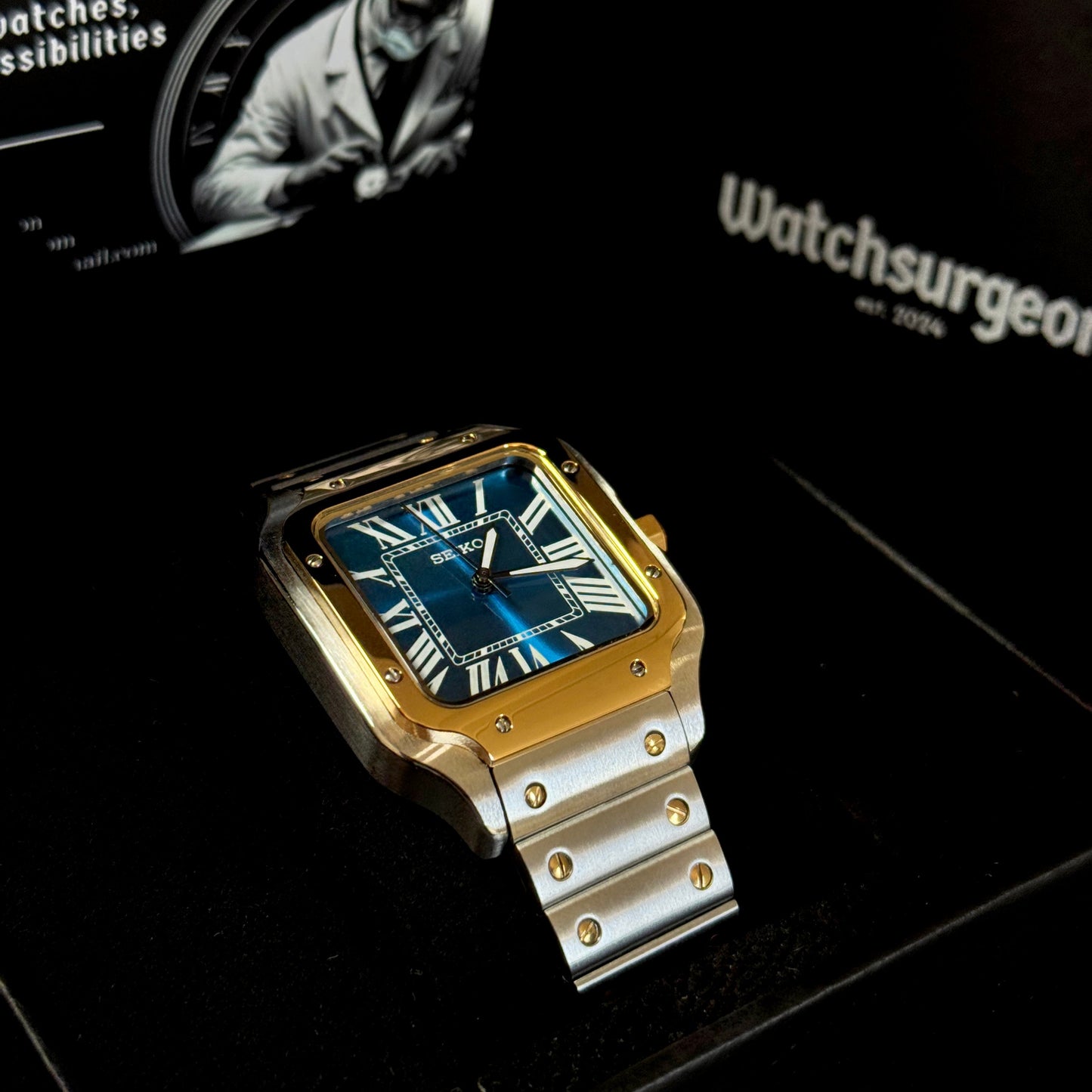 Custom Seiko Santos Inspired with Blue Roman Dial