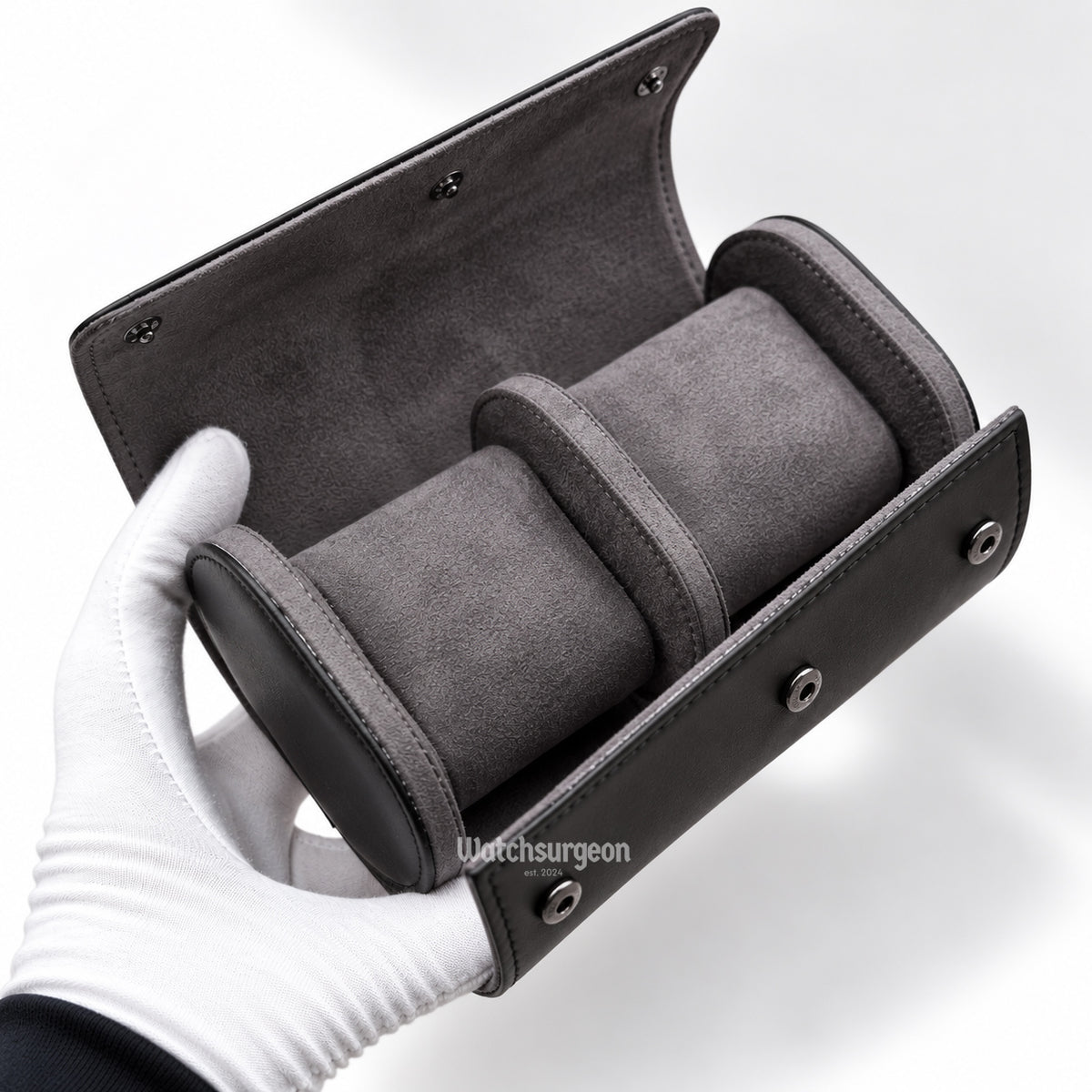 Black Leather Travel Case - 2 Slots