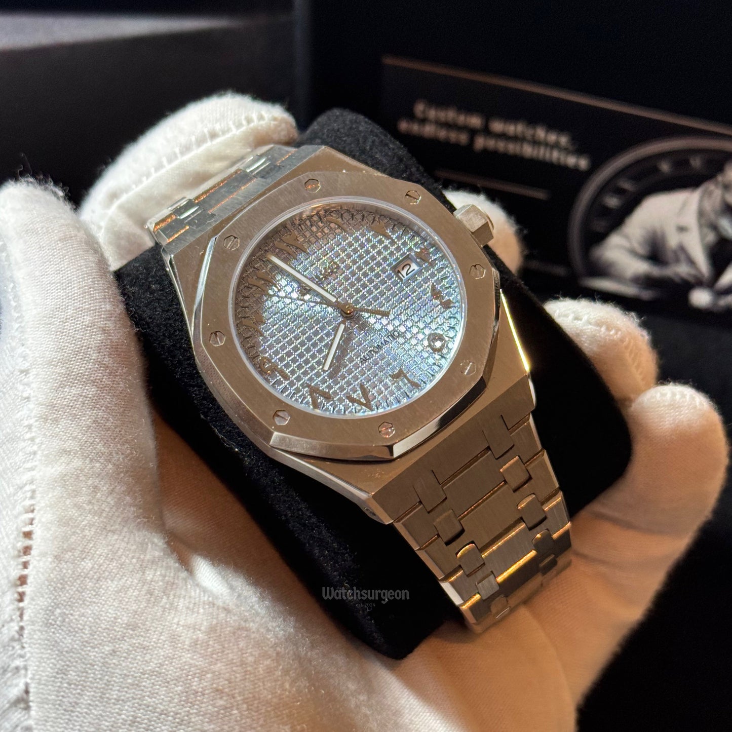Custom Seiko Royal Oak with Sky Blue Arabic Dial