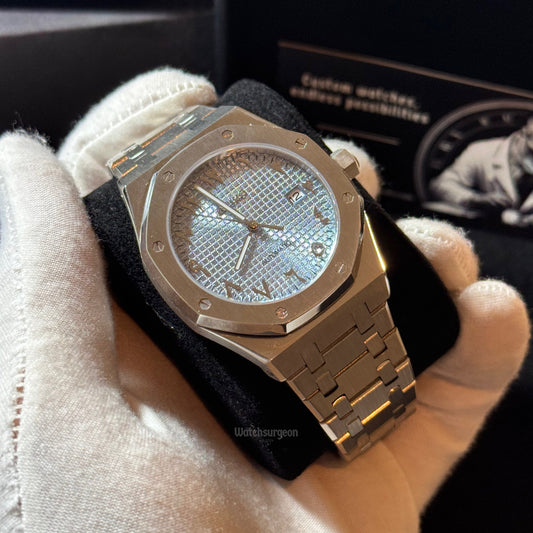 Custom Seiko Royal Oak with Sky Blue Arabic Dial