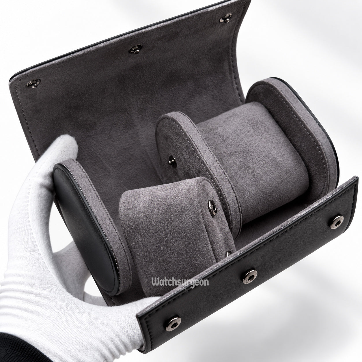 Black Leather Travel Case - 2 Slots