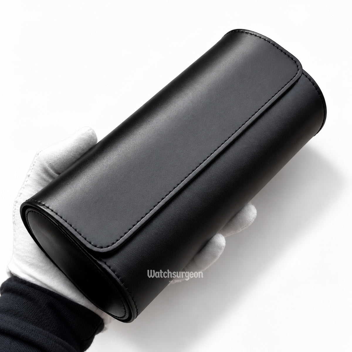 Black Leather Travel Case - 3 Slots