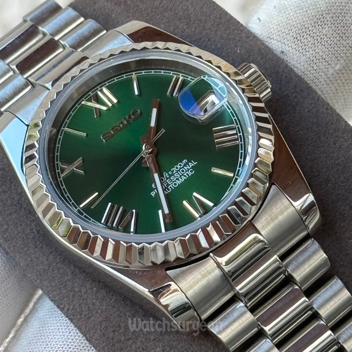 Custom Seiko with Green Roman Dial