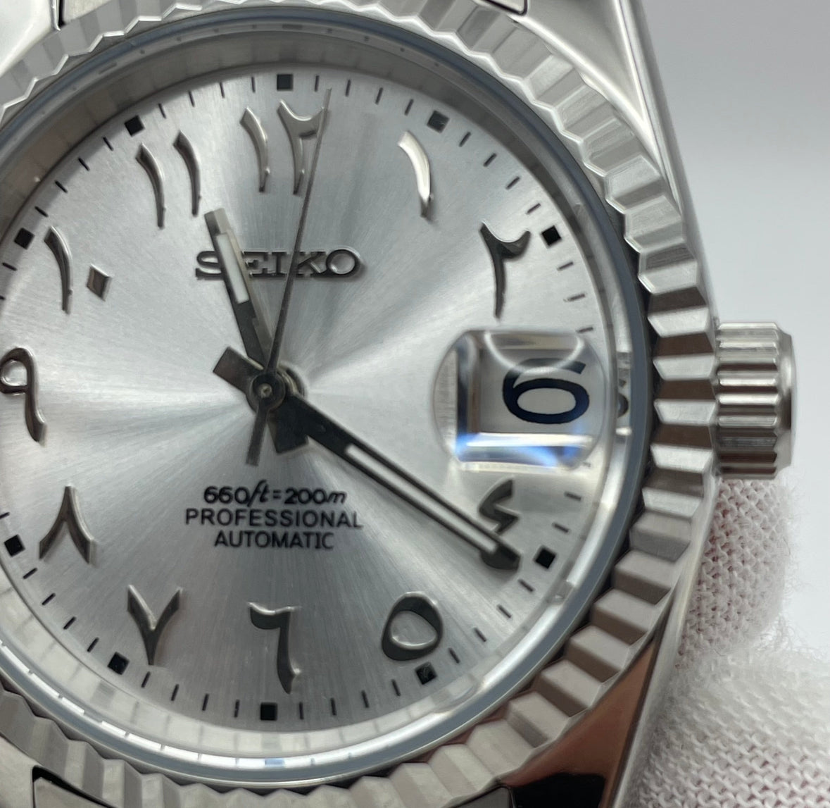 Custom Seiko with Silver Arabic Dial