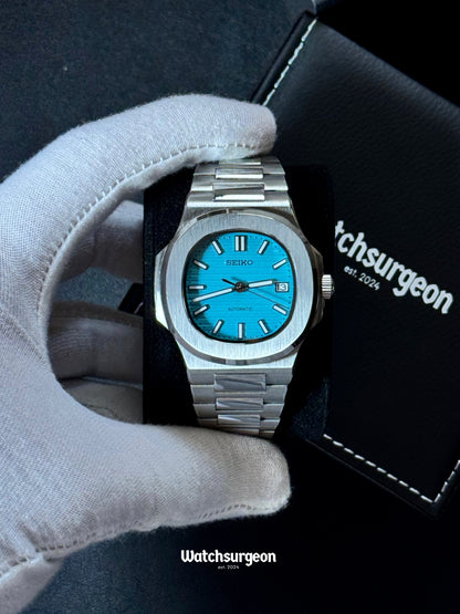Custom Seiko Nautilus Inspired with Sky Blue Dial