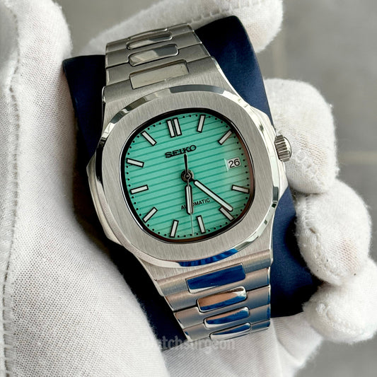 Custom Seiko Nautilus Inspired with Tiffany Blue Dial