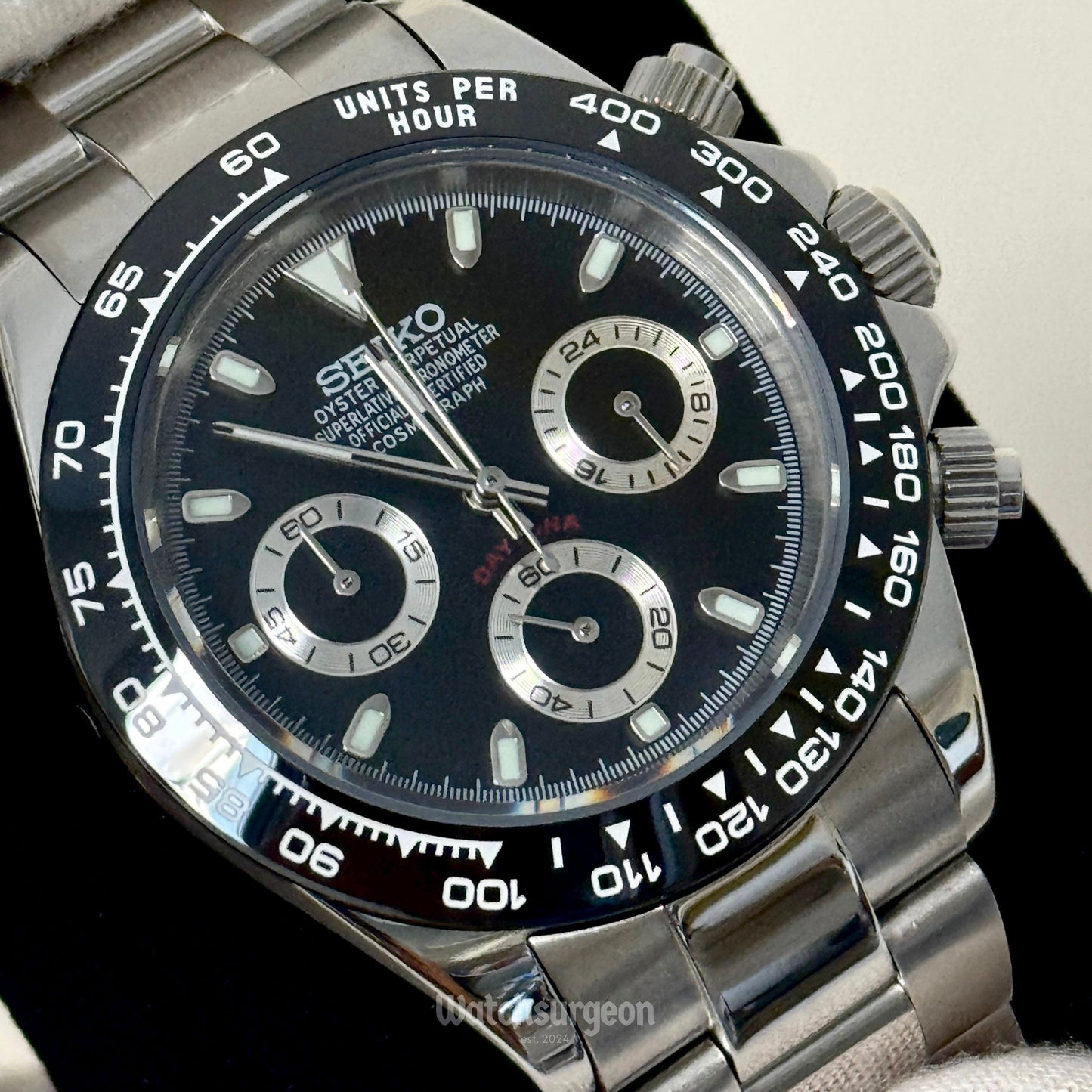 Custom Seiko Daytona Inspired with Black Dial
