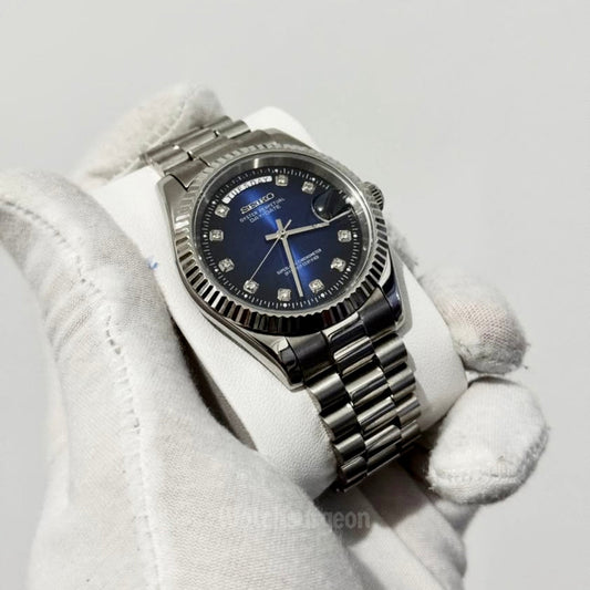 Custom Seiko Daydate with Blue Gem Dial