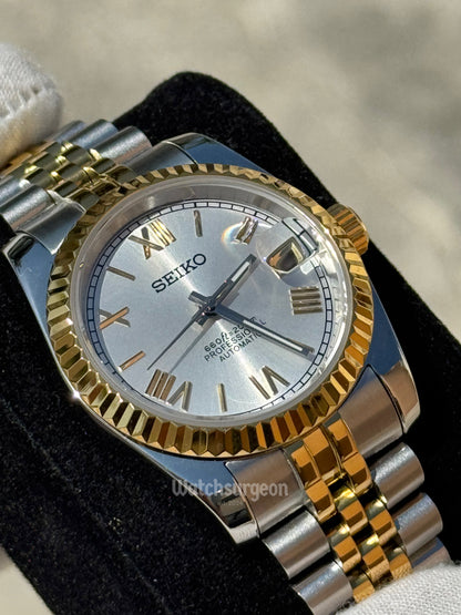 Custom Seiko with White-Gold Roman Dial