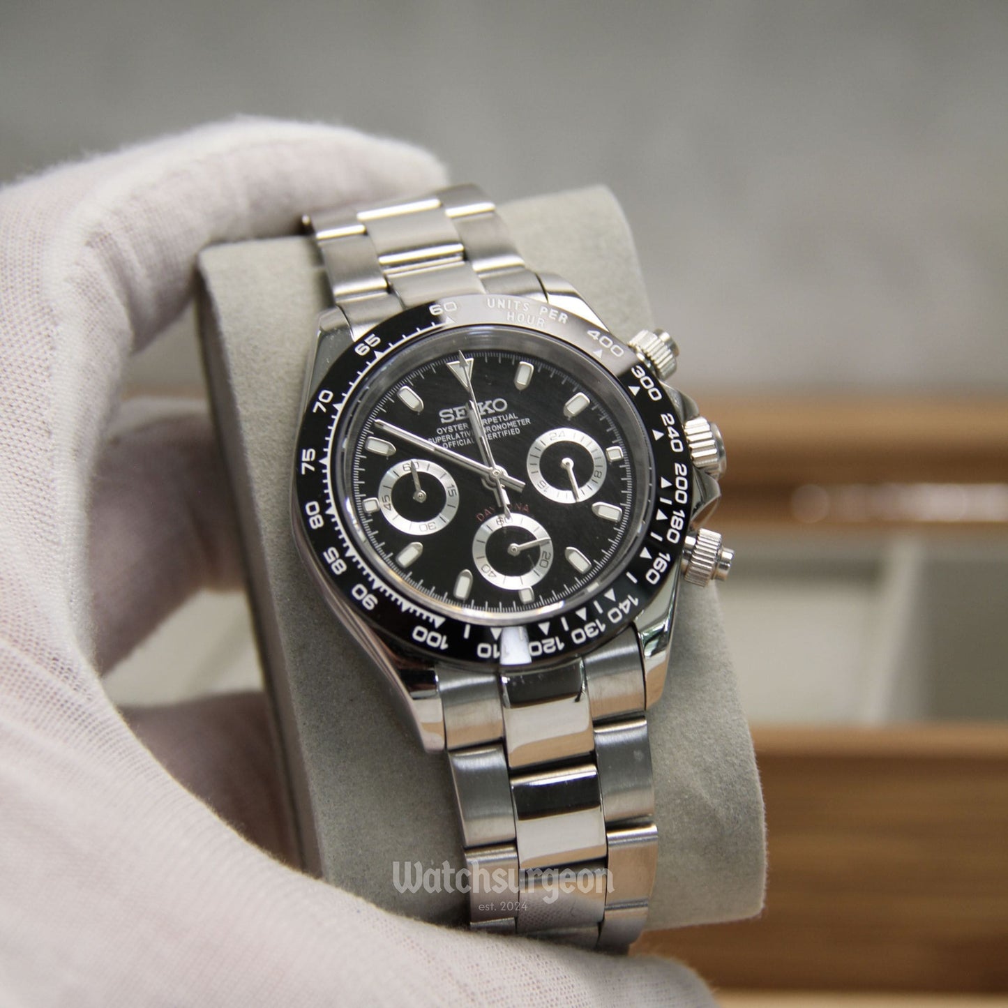 Custom Seiko Daytona Inspired with Black Dial