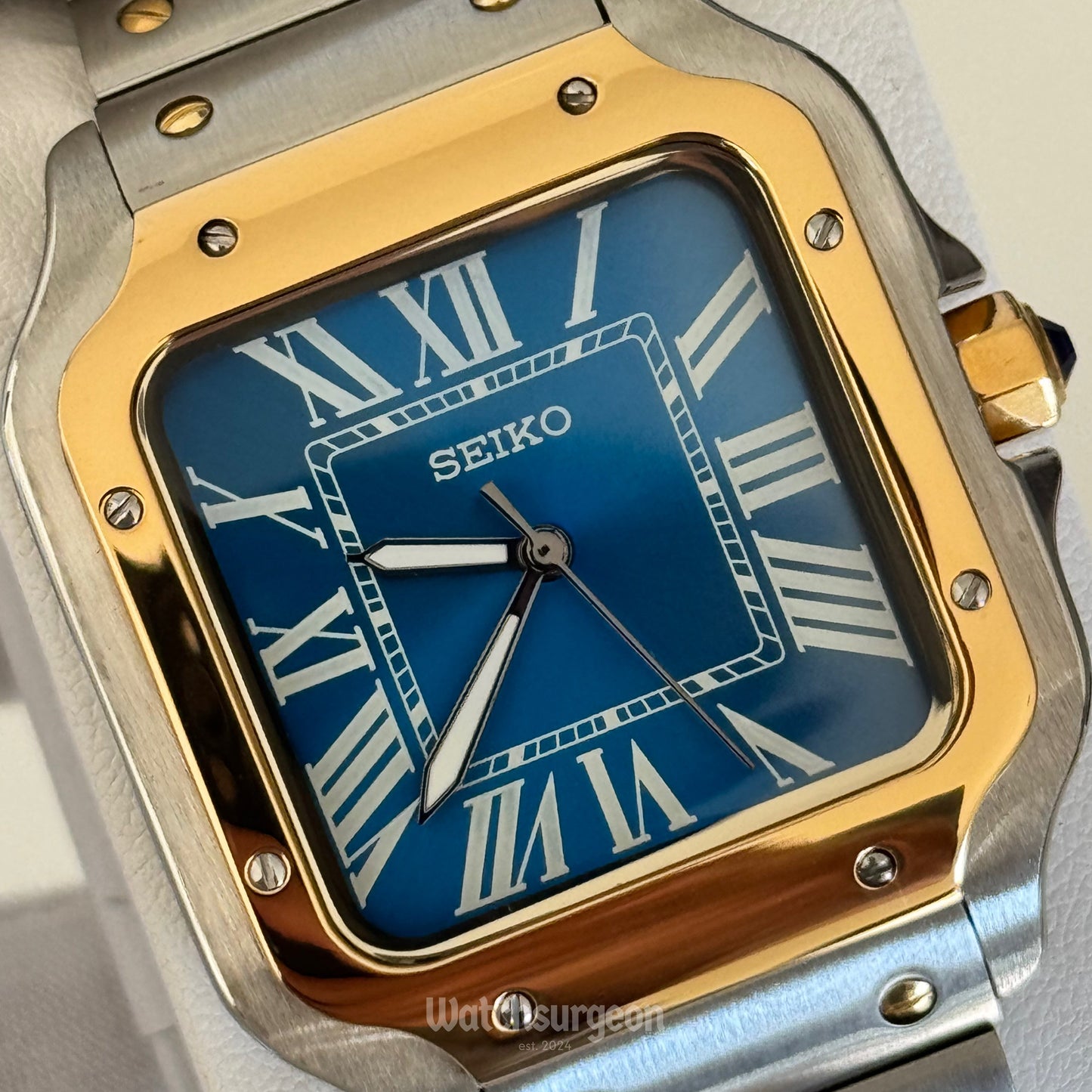 Custom Seiko Santos Inspired with Blue Roman Dial