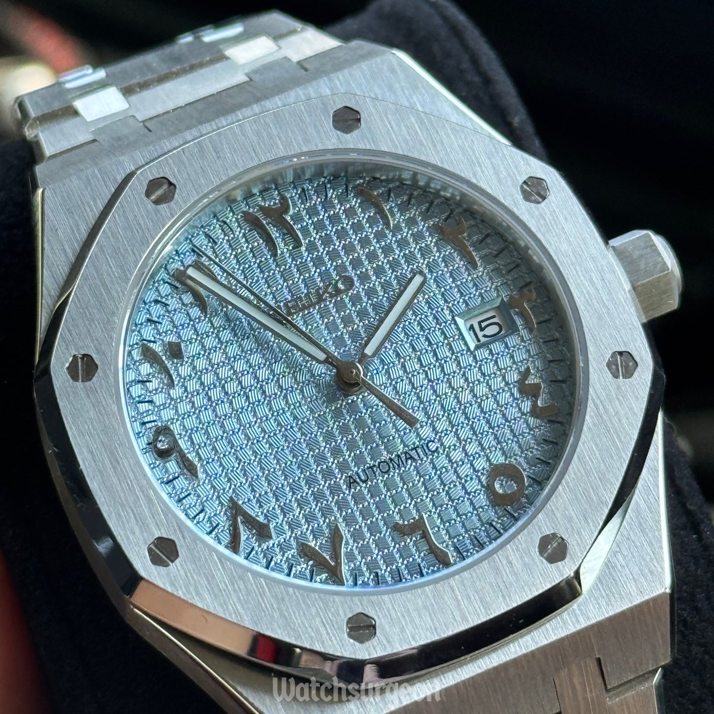 Custom Seiko Royal Oak with Sky Blue Arabic Dial