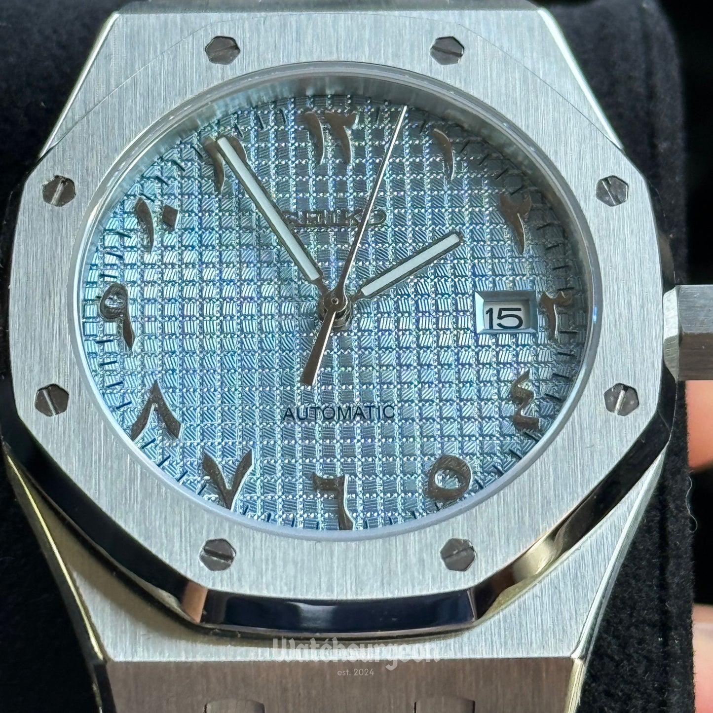 Custom Seiko Royal Oak with Sky Blue Arabic Dial