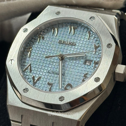 Custom Seiko Royal Oak with Sky Blue Arabic Dial