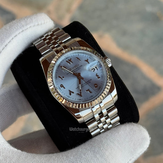 Custom Seiko with Sky Blue Arabic dial