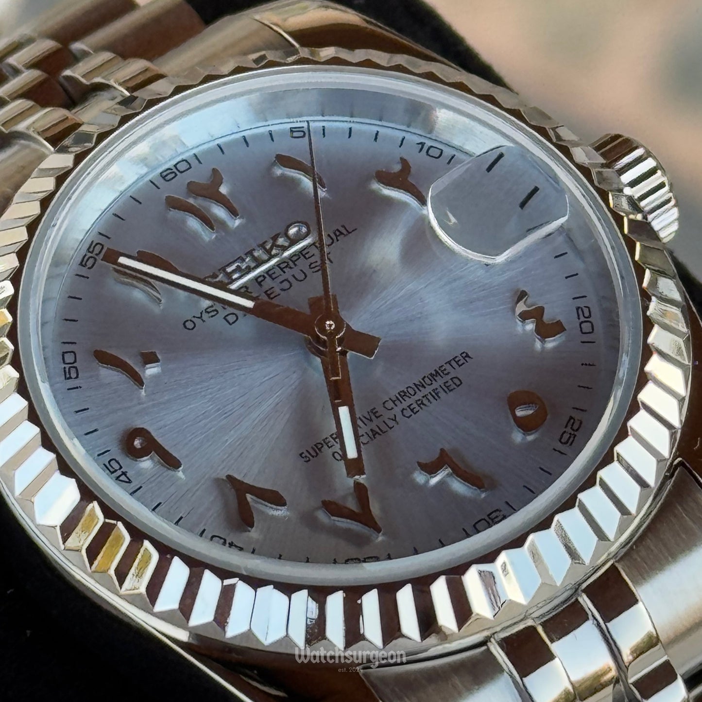 Custom Seiko with Sky Blue Arabic dial