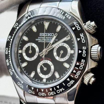 Custom Seiko Daytona Inspired with Black Dial