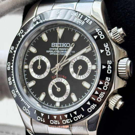 Custom Seiko Daytona Inspired with Black Dial