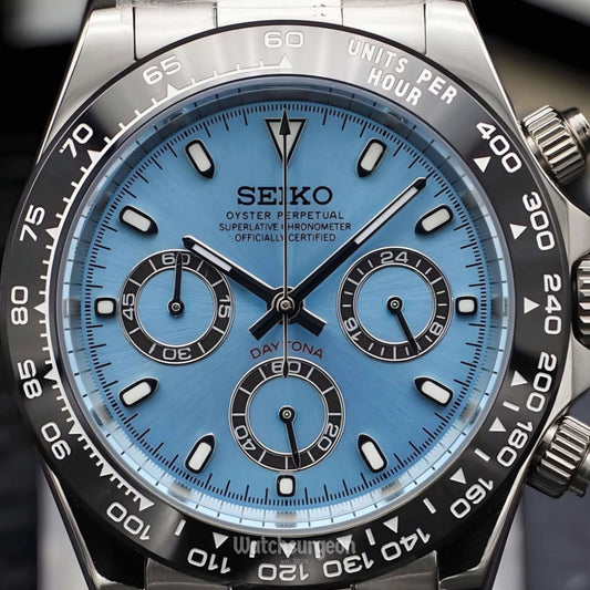 Custom Seiko Daytona Inspired with Sky Blue Dial