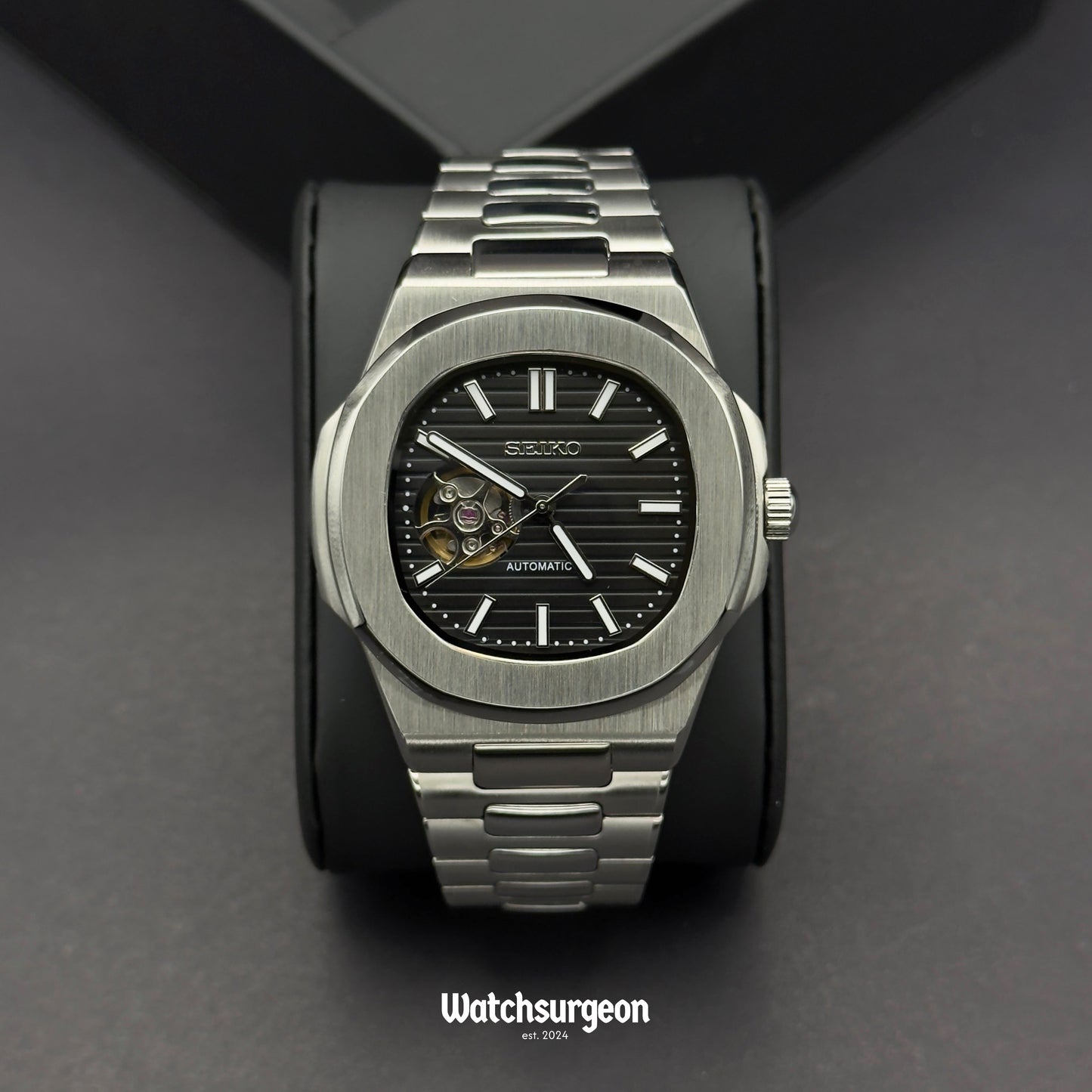 Custom Seiko with Black Open Heart Dial