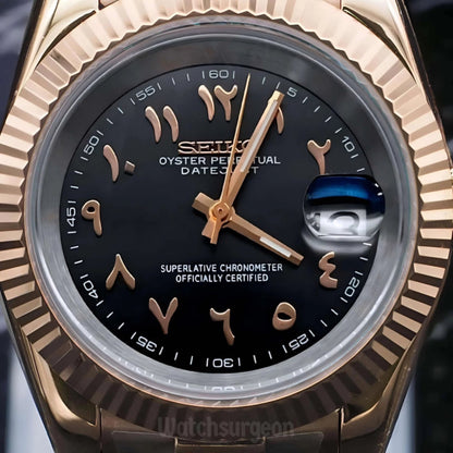 Custom Seiko with Black/Rose Gold Arabic Dial