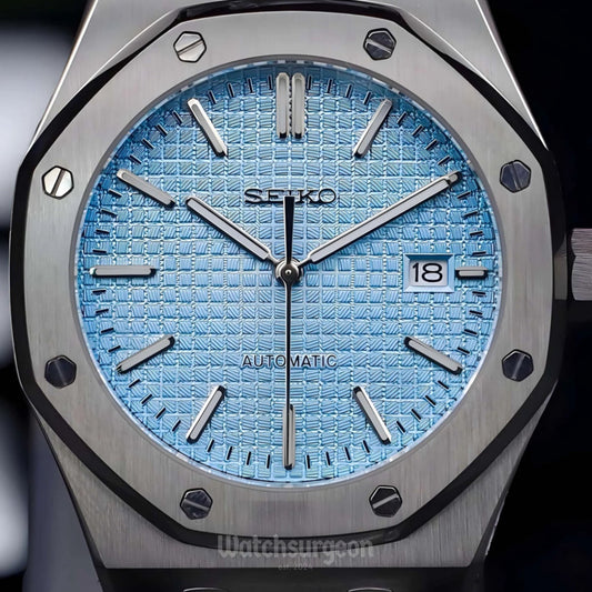 Custom Seiko Royal Oak Inspired with Sky Blue Dial