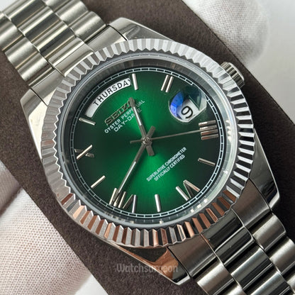 Custom Seiko Daydate with Green Roman Dial