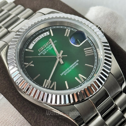 Custom Seiko Daydate with Green Roman Dial
